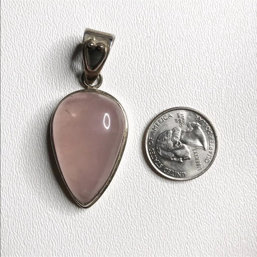Sterling Silver Pink Gem Large Statement Pendant - image 7